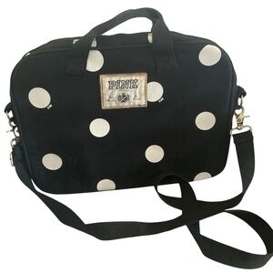 Victoria’s Secret PINK laptop carrying case messenger bag black white polka dot